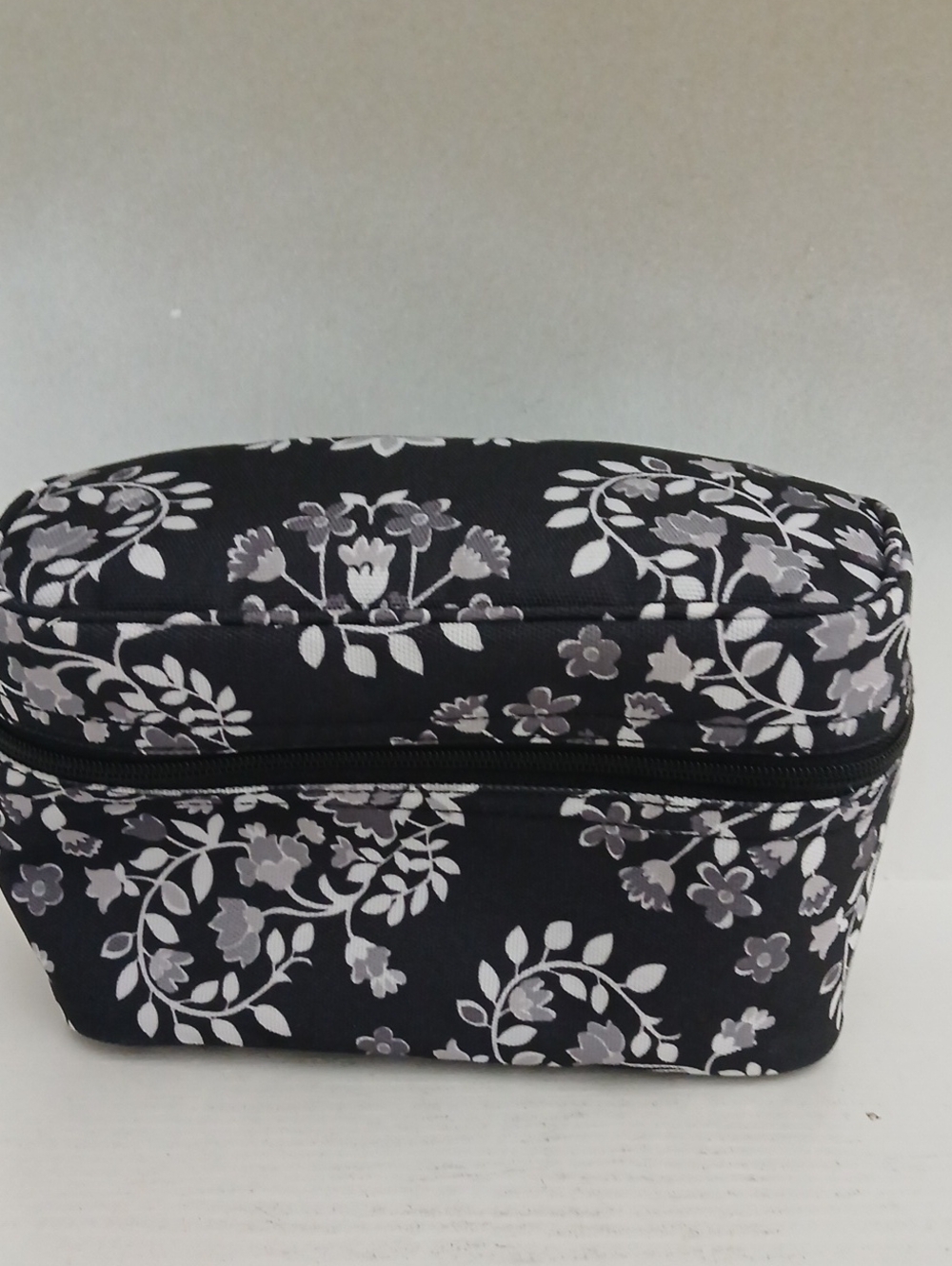 Vera Bradley Black Floral Train Case Cosmetic Bag
